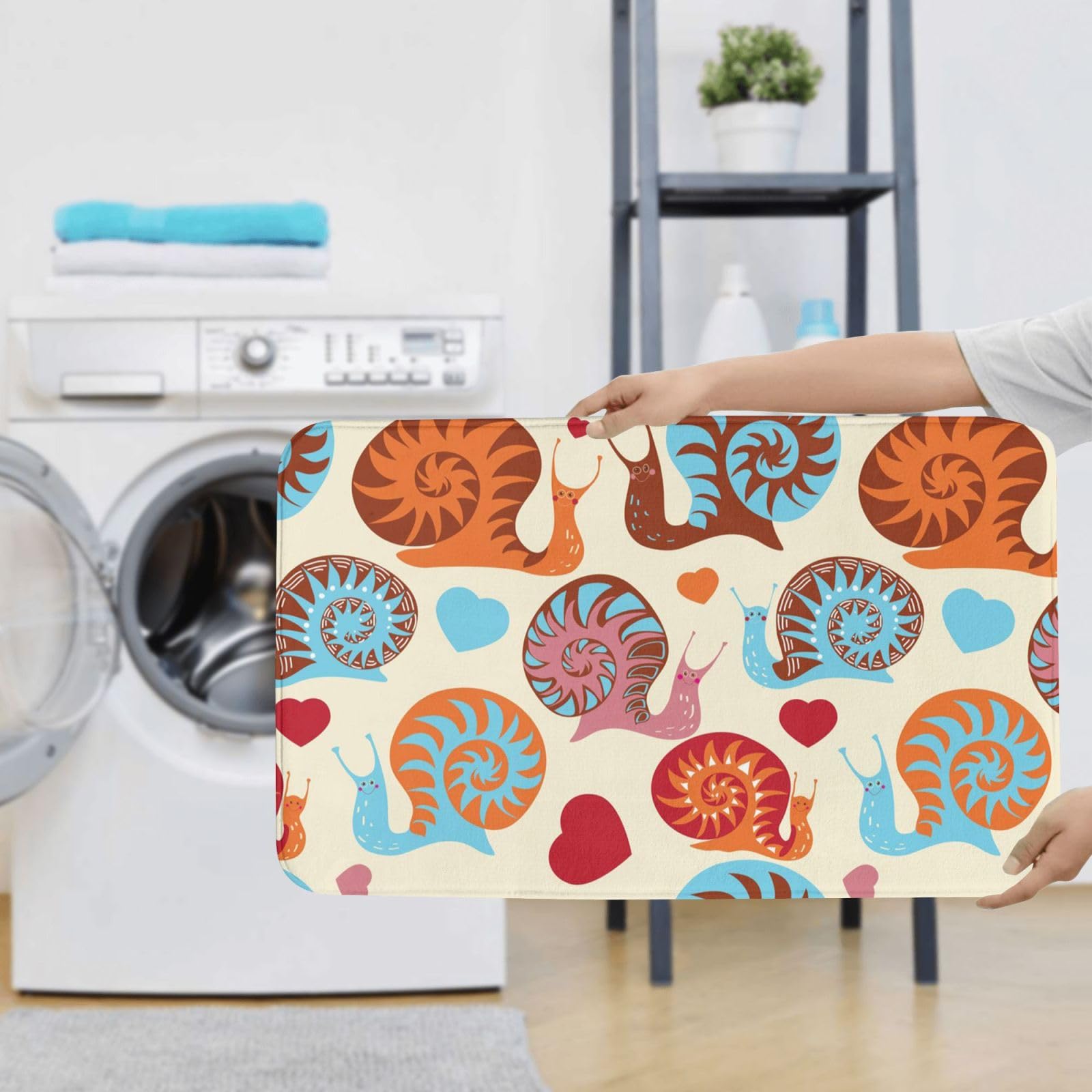 Set di 3 tappetini da bagno con motivo lumaca, in flanella, morbido, antiscivolo, con coperchio, decorazione per la casa