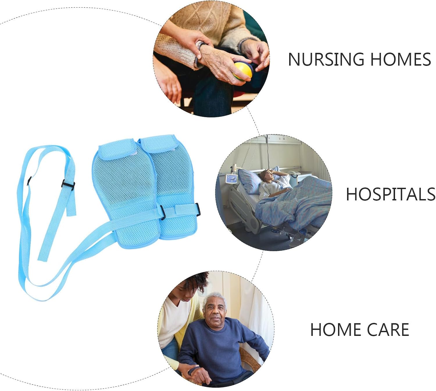 BESTOYARD 2pcs Breathable Finger Control Mitts with Adjustable Straps and Large Opening for Patient Safety and Hand Protection, Mesh Polyester Gloves for Nursing Staff