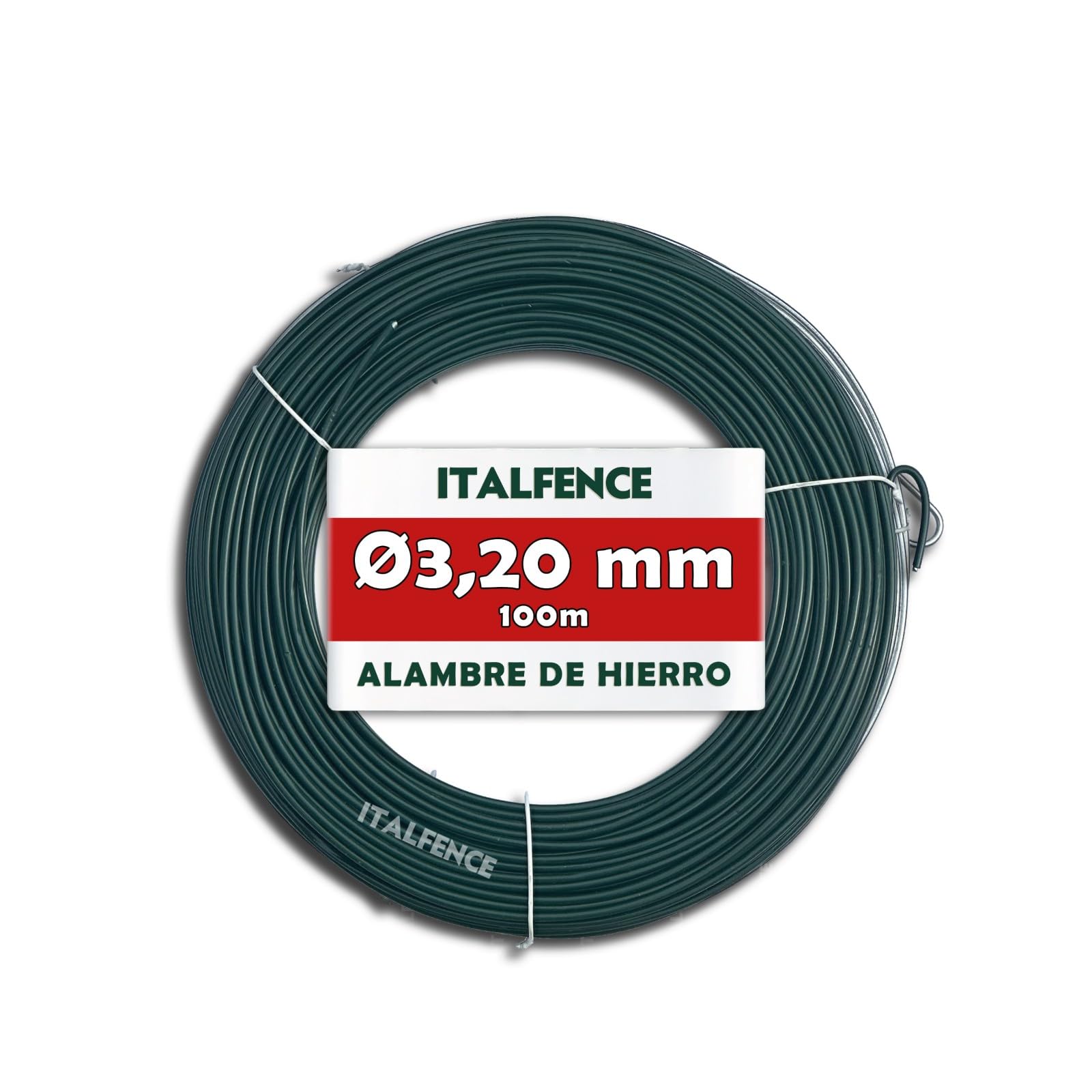 Alambre de hierro Ø3,20mm para tensión plastificado verde, 100m