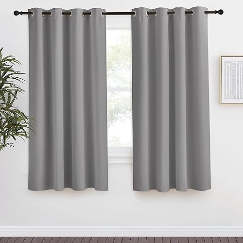 NICETOWN Blackout Curtain & Drape 68 inch Length, 55 inch Wide, Sold by 1 Panel, Silver Grey Color, Noise Reducing Drapery for Living Room/Farmhouse