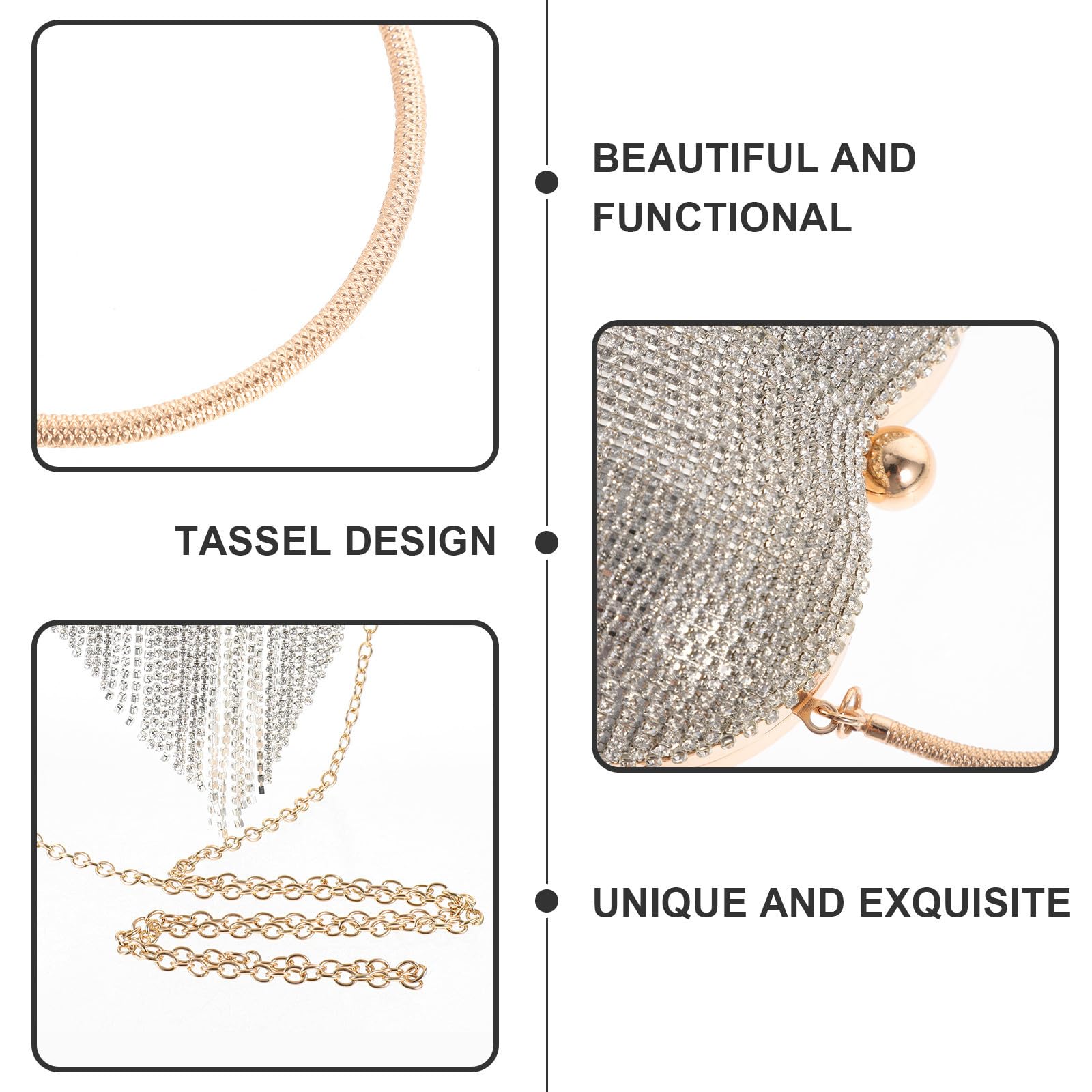 Artibetter Bolso de Noche Tipo Clutch para Mujer con Cadena Desmontable