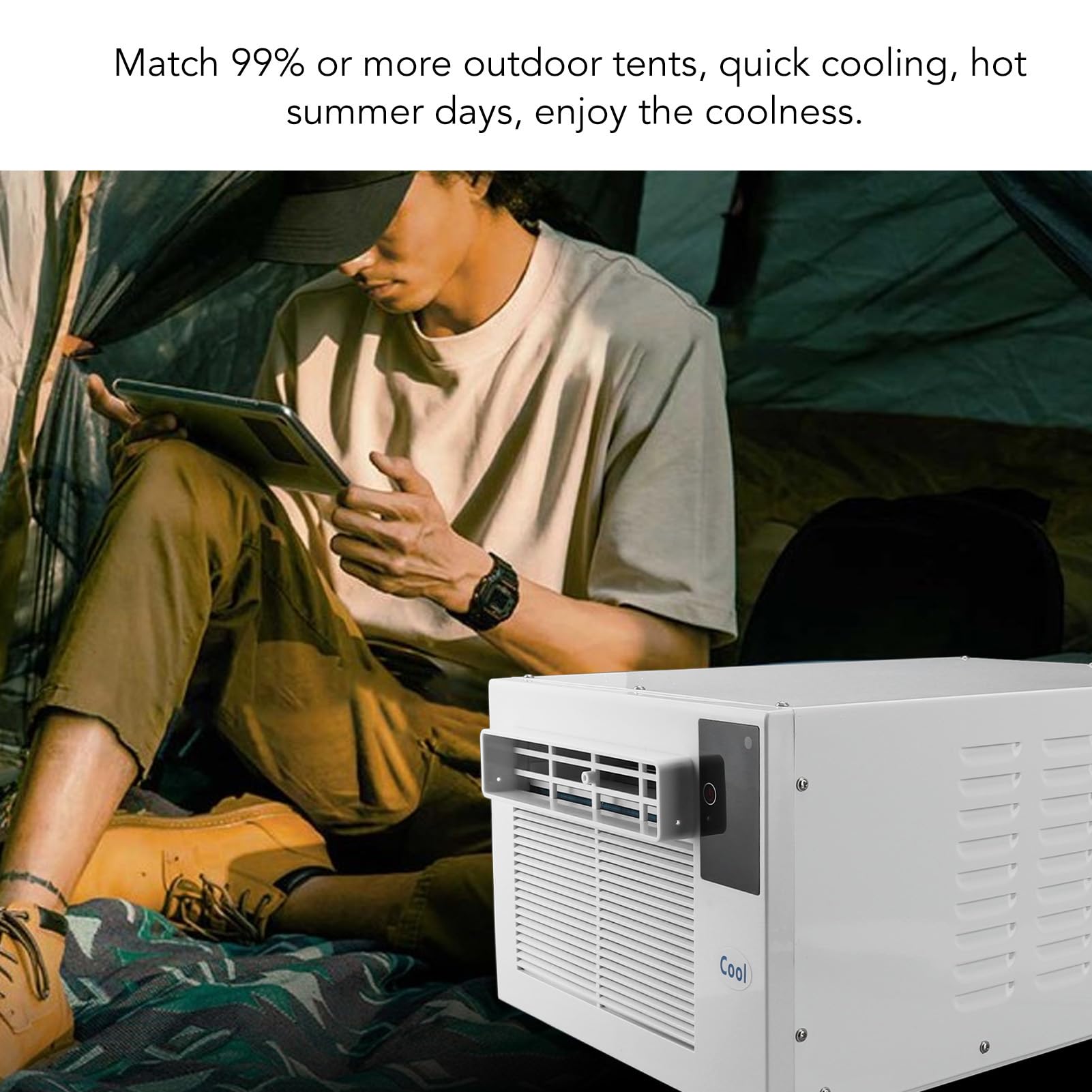 Luocute Przenośny Klimatyzator, Energooszczędny Silnik Kompresyjny 1900 BTU, Chłodzenie z Podwójnym Inwerterem, 280 W, do Akademika, Biura, Kempingu, Domowego Pokoju dla Zwierząt (Wtyczka UE 220 V)