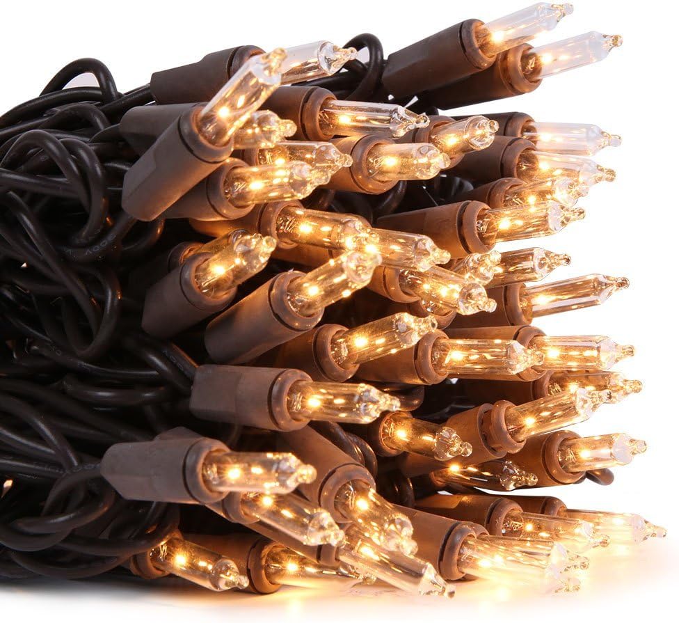 LIDORE Super Bright Clear Mini Christmas Tree String Lights, Gift for Decoration, 21.45FT 100 Count Bulbs with Brown Cord, UL Listed Indoor Outdoor Lighting for Holiday (Brown Cable, 1-Pack)