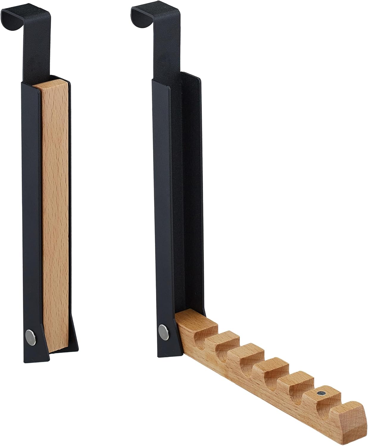 Relaxdays 2 Pack Folding Coat Rack for Doors up to 2 cm Thick, 6 Hangers, Black