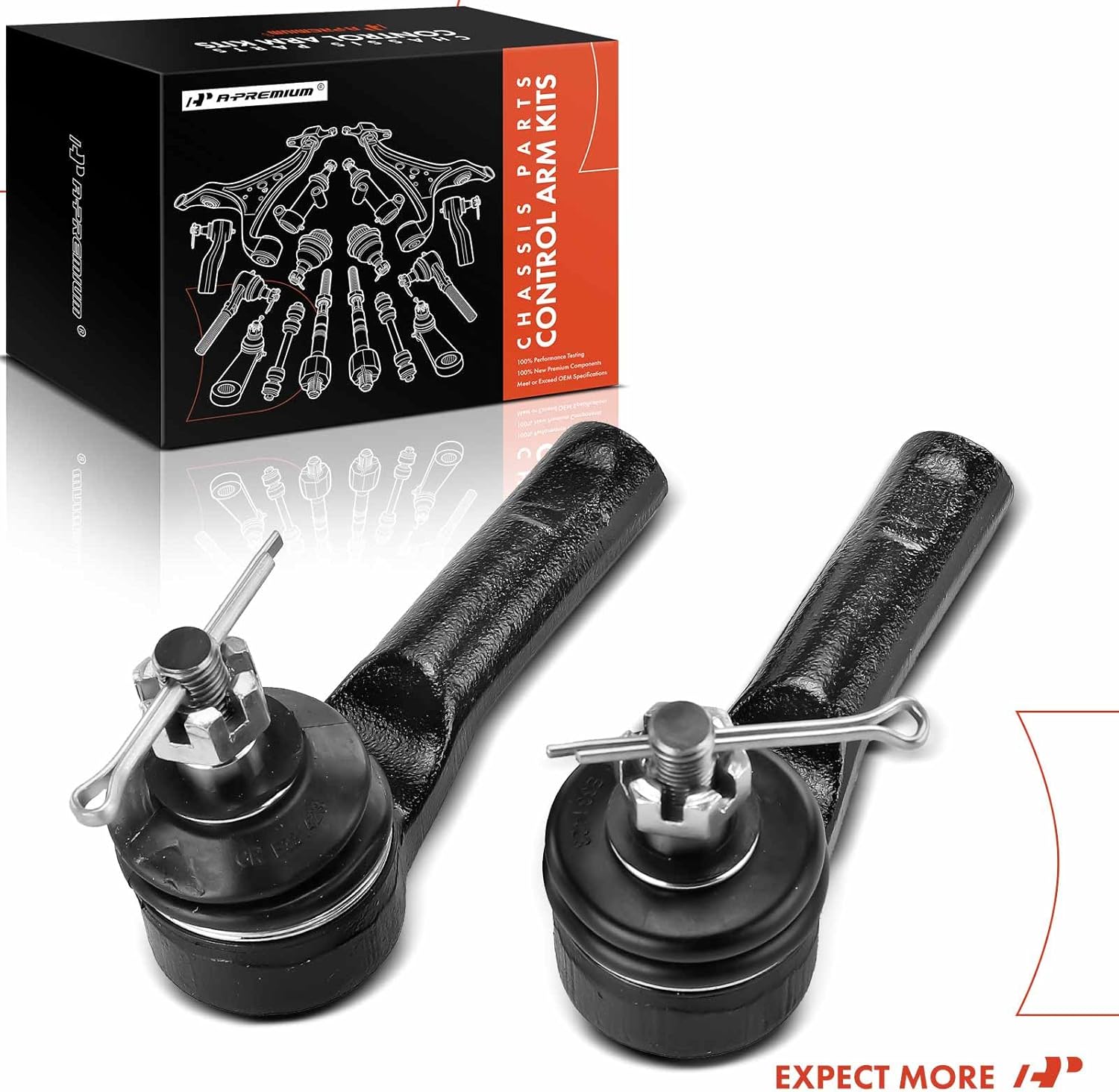 A-Premium 2 x Front Outer Tie Rod Ends, Compatible with Honda Fit 2007 2008