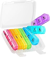 Opret Italian Weekly Pill Box, Large Daily Pill Box, Weekly Pill Holder with 21 Compartments, Travel Pocket Pill Organizer