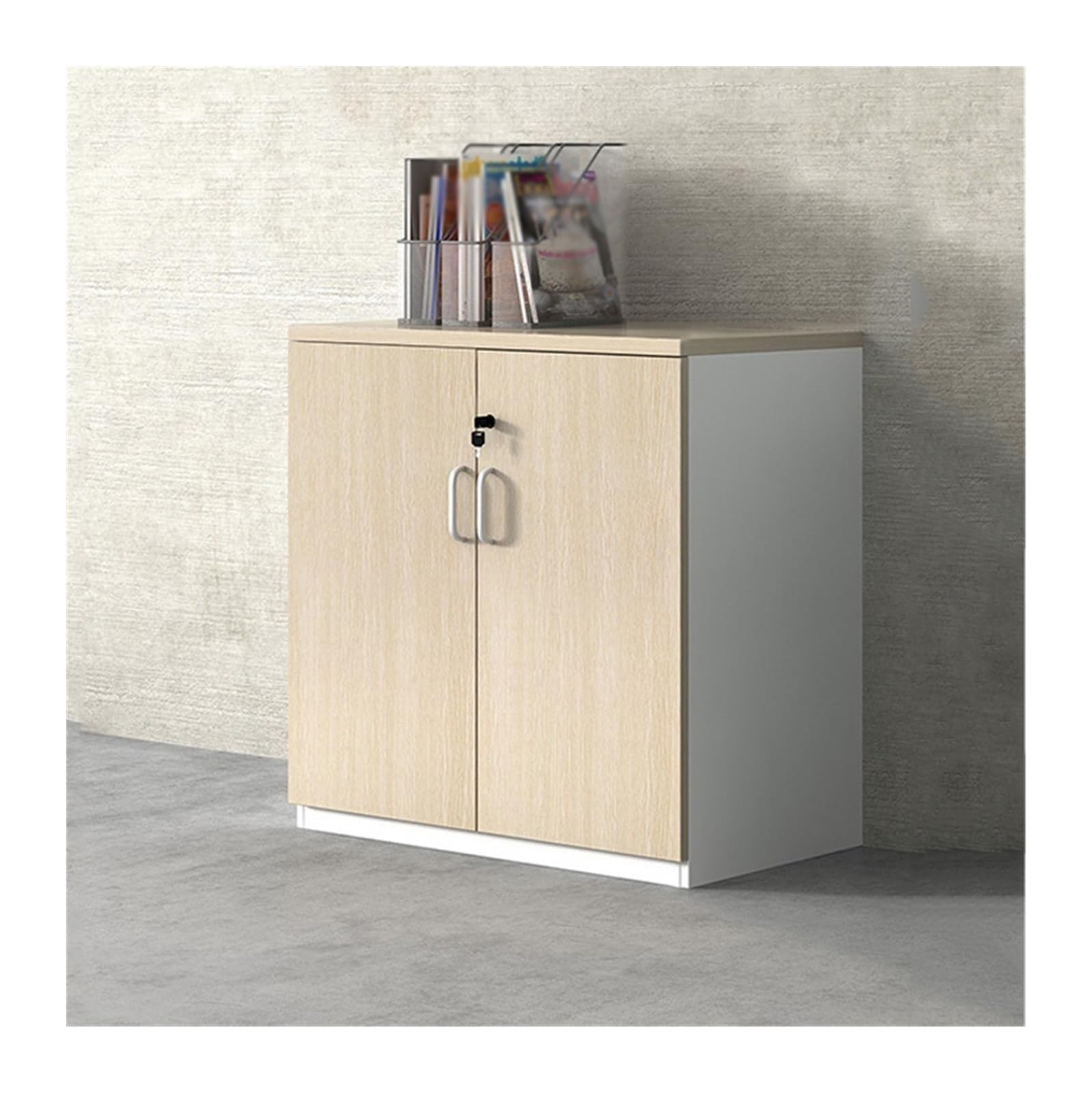 ASerZenith File Cabinet/Printer Stand Filing Cabinet Wooden Double Door Storage Data Nizer Printer 80Cm Office Lockable Filing Cabinet For Home Office
