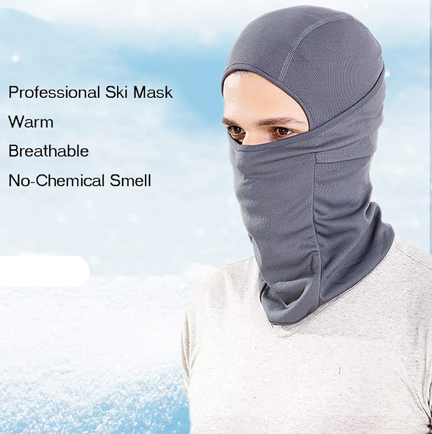 June Sports Balaclava Windproof Ski Face Mask Winter Motorcycle Neck Warmer Tactical Balaclava Hood for Women Men Youth Snowboard Cycling Hat Outdoors Helmet Liner Mask MK2 Gray