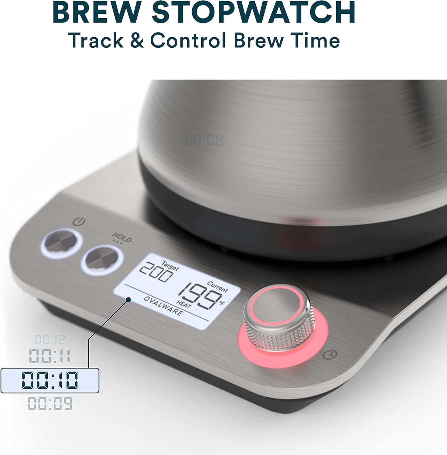 Onе-Dау Sаlе: Uр tо 40% оƒƒ OVALWARE Electric Pour Over Gooseneck Kettle 0.8L, Variable Temperature Control, Quick Boil, Smart Automatic Shutoff, Stainless Steel, Fast Hot Water Boiler, Electronic Pot Heater, Coffee/Tea Maker