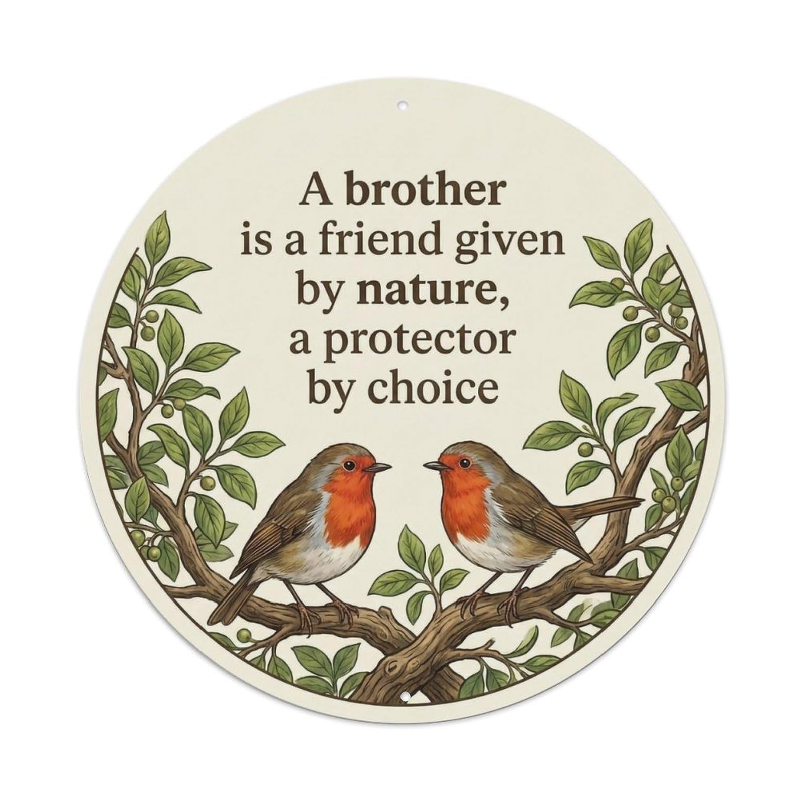 Okahys 8X8inch(20X20cm) European Robin Garden Sign Heaven Love Brother Metal Tin Sign