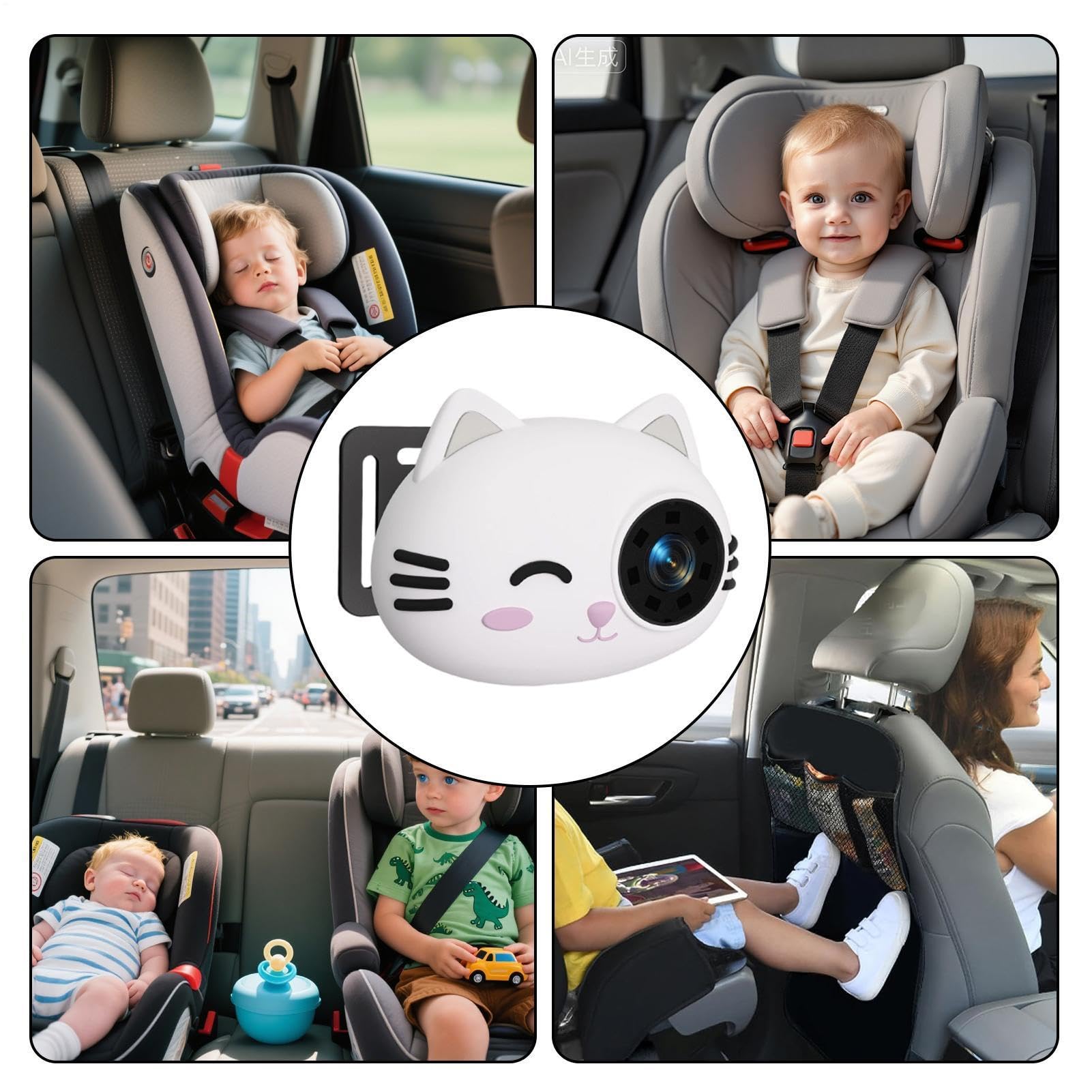Telecamera per Bambini in Auto con Visione Notturna 1080P Video Plug and | Telecamera Auto Senza Fili Mamma Papà Viaggi Gite in Auto Guida Lunghe Distanze Campeggio Shopping Picni