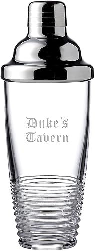 Waterford Mixology Circon - Coctelera personalizada de 25 onzas, coctelera de cristal grabada personalizada y colador para Martinis, cócteles,