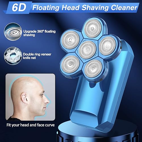 Miniatura 2 de Afeitadora de cabeza para hombres calvos, afeitadoras de cabeza calva 6 en 1 para hombres sin cable, maquinilla de afeitar eléctrica recargable para