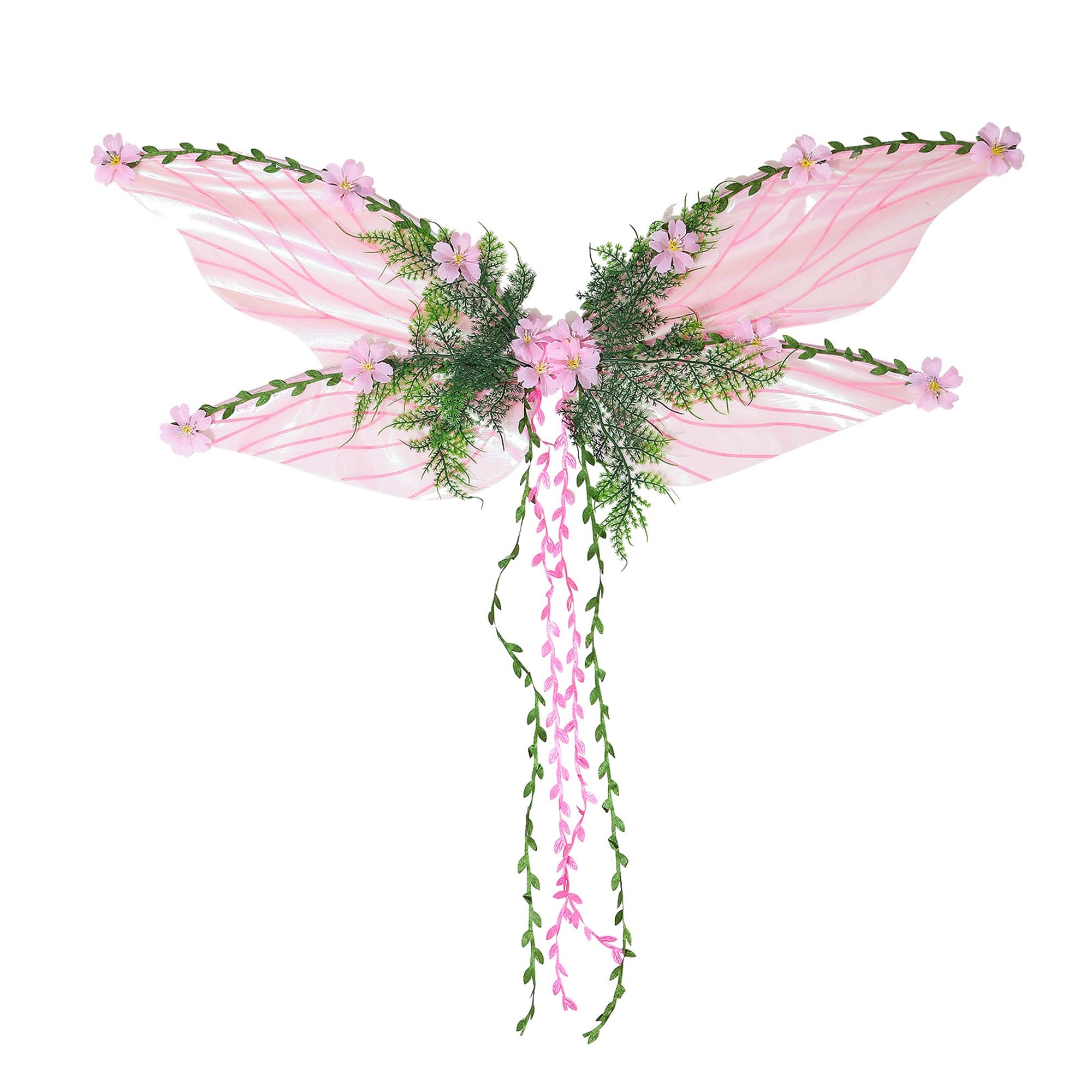 ESSECMBS Halloween Forest Fairy Wings for Women Creative Butterfly Wings with 3D Flowers and Leaves Decor for Cosplay (A-Mixed Color, 82 * 34cm / 32 * 13inch)