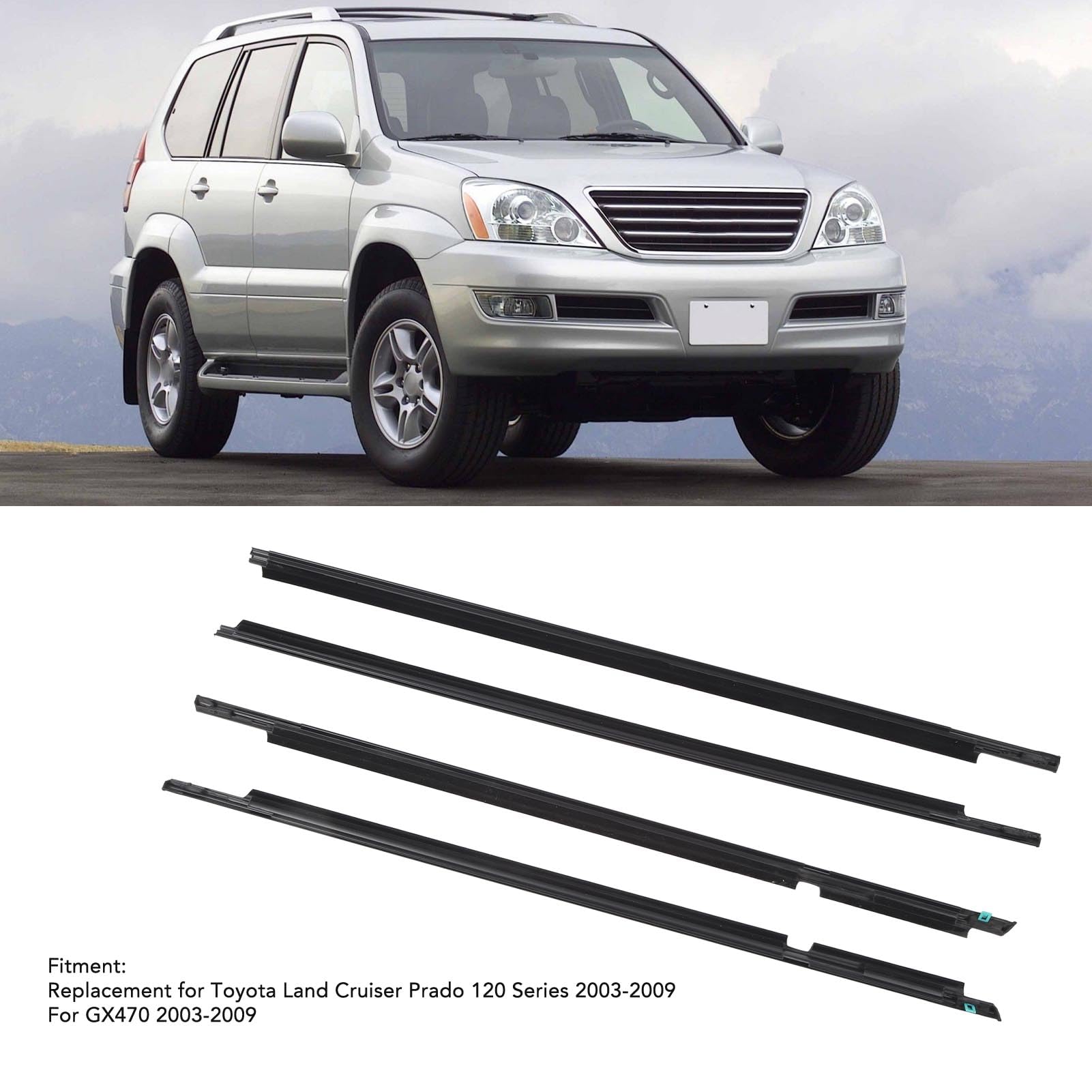 Ceinture d'étanchéité pour Vitres de Voiture, 4 Pièces, 75711 – 60061, Remplacement pour Land Cruiser Prado Série 120 2003 à 2009