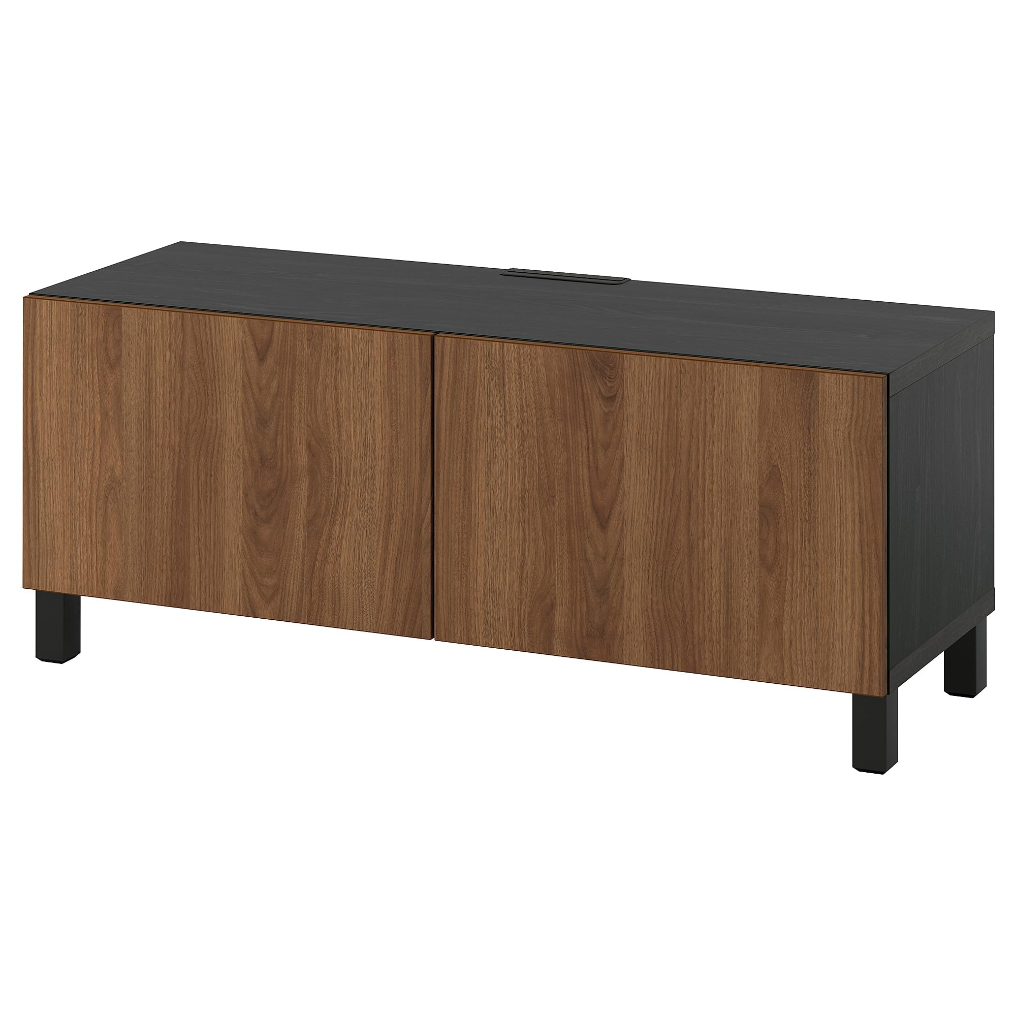 Meuble TV 120 cm ProTuning BESTÅ noir-brun effet noyer avec portes de salon