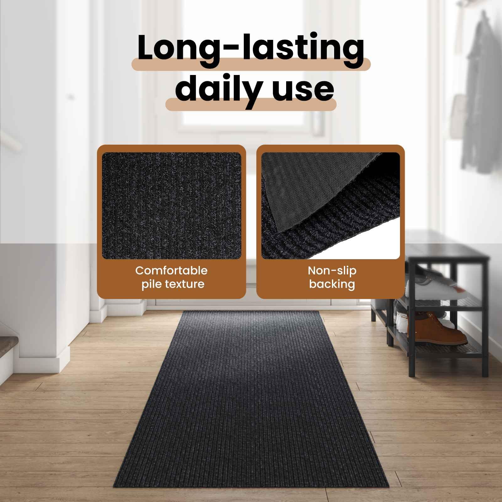 vidaXL Runner de Alfombra Antracita 80 x 500 cm Tela, Pasillo Moderno, Alfombra Antideslizante, Estilo Versátil, Decoración Contemporánea para el Hogar