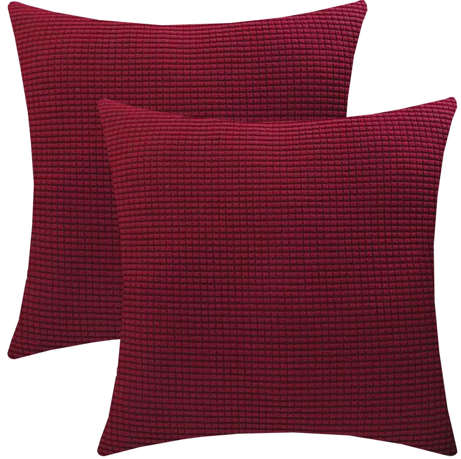 Cushion Covers Pack of 2 Large Decorative Square Throw Pillow Case Green/Brown/Grey/Blue for Sofa Living Room Couch,Rectangle Pillowcase Covers with Invisible Zipper(Burgundy,30x30cm(Set of 2 ))