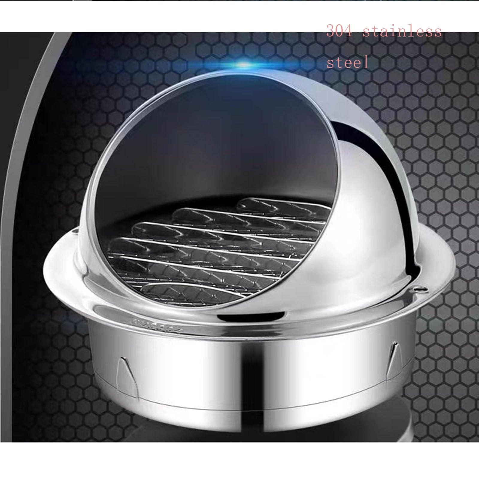 304 - Tapa de acero inoxidable para extractor de baño, tapa de ventilación de techo gruesa para protección contra la lluvia y la nieve, resistente a la corrosión, solución de ventilación de 300 mm