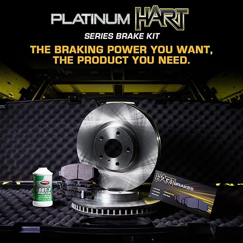 Miniatura 3 de Hart Brakes Kit de frenos y rotores traseros delanteros | Pastillas de freno delanteras y traseras| Rotores y pastillas de frenos | Pastillas y