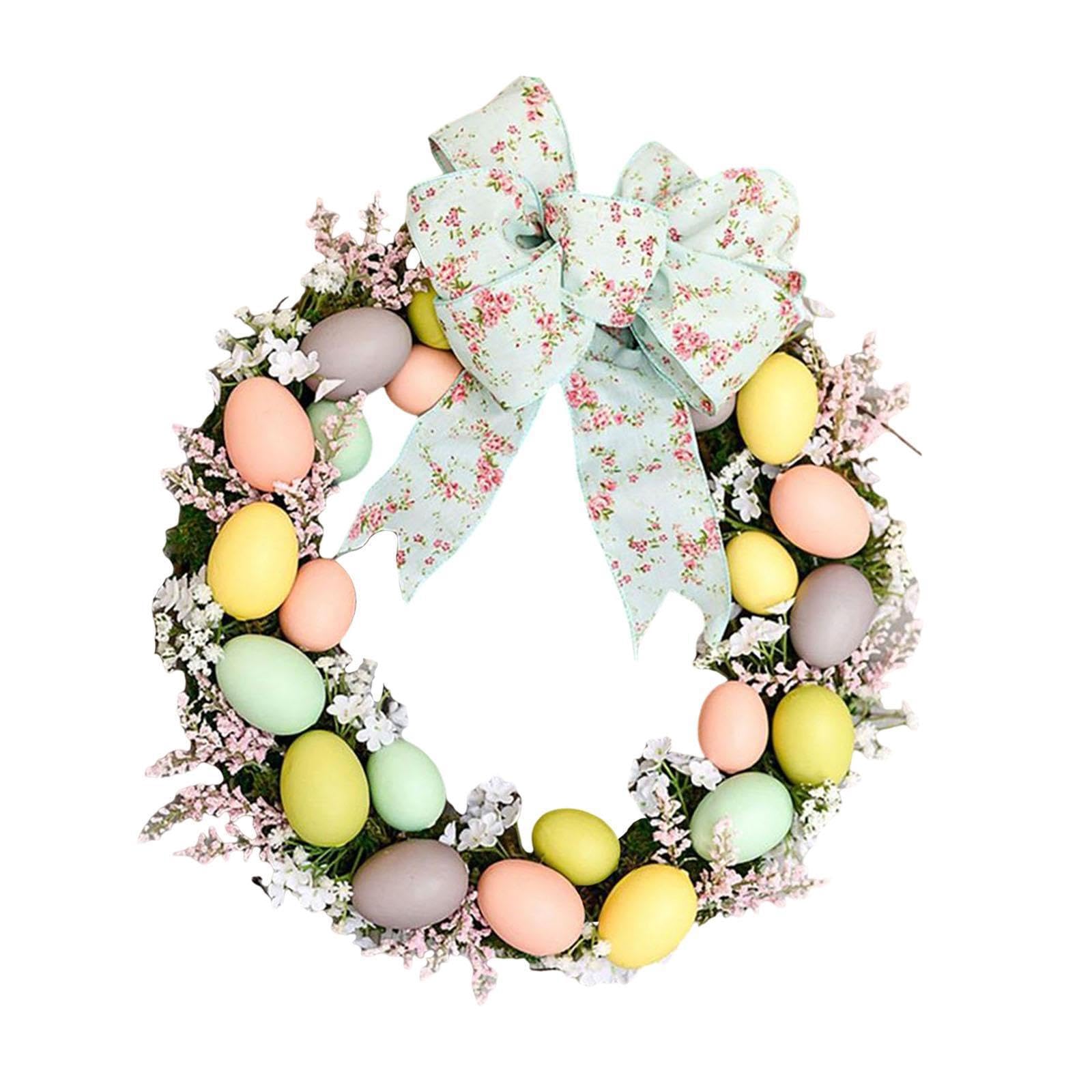 KIXZSAZ Beautiful Flower Garland Wreath Easter Day Festive Atmosphere Easter Wreath Front Door Wall Window Decoration