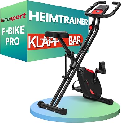 Ultrasport F-Bike Pro Heimtrainer Fahrrad Klappbar I Hometrainer Fahrrad Klappbar bis 150 KG mit Komfort-Sattel, 16 Stufen, App Funktion, Extra Leise I Ergometer Heimtrainer, Fitnessbikes