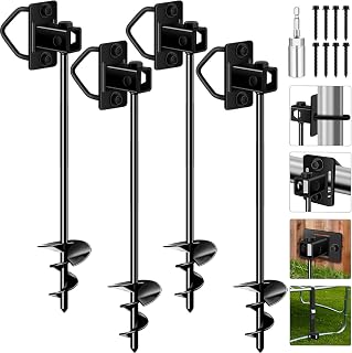 Ground Anchors Screw in, Multi-Purpose Trampoline Stakes Heavy Duty, 3" Wider Spiral Mobile Home Anchors Hurricane Earth Anchor for Trampoline, Storage Shed, Swing Sets, Carports