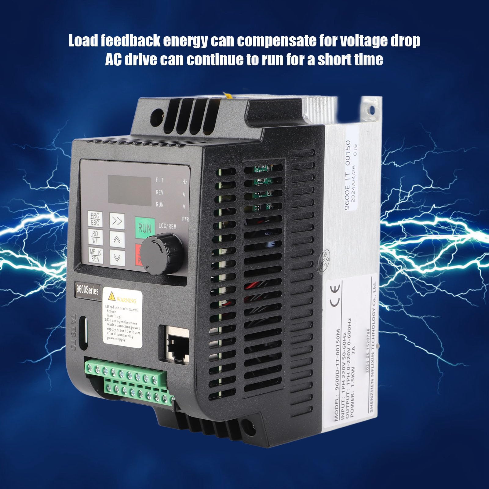 FTVOGUE Azionamento a Frequenza Variabile Convertitore VFD da 1,5 KW Convertitore Motore Monofase 220 V con Controllo SFVC e V F da 0 a 600 Hz per Controllo velocità Ventole Pompe Utenti di Macchine