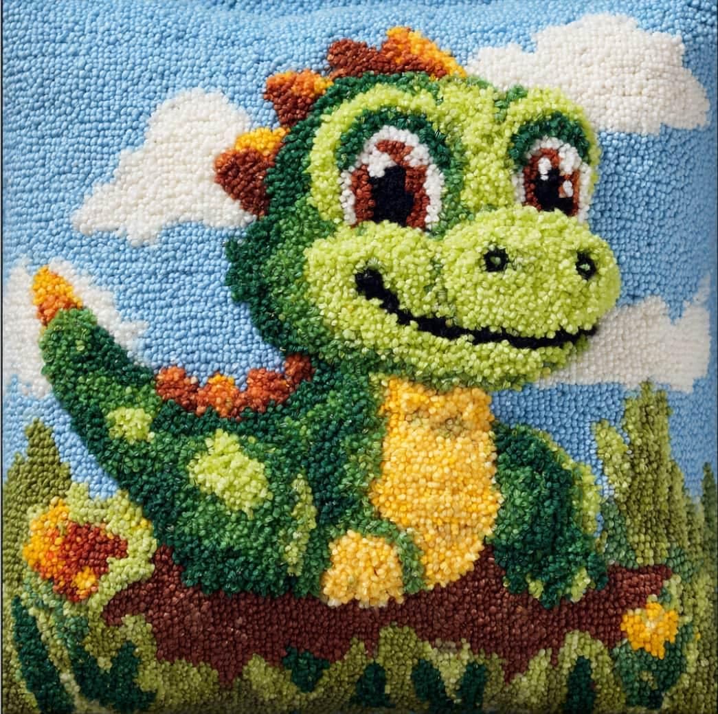 WallustrioaW Latch Hook Pillow Kit -Lizards Embroidery Art Craft Kit - All Ages - Unisex - 43X43Cm