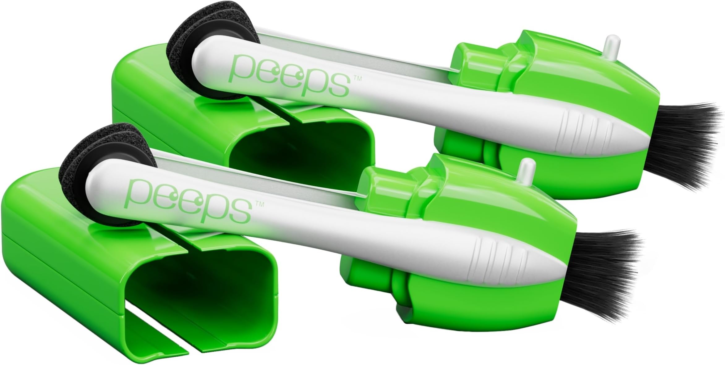 CarbonKlean Peeps Eyeglass Lens Cleaner - Efficient and Durable Carbon Microfiber Technology - Exclusively Used by NASA - 500 Uses (Green, 2 Pack)