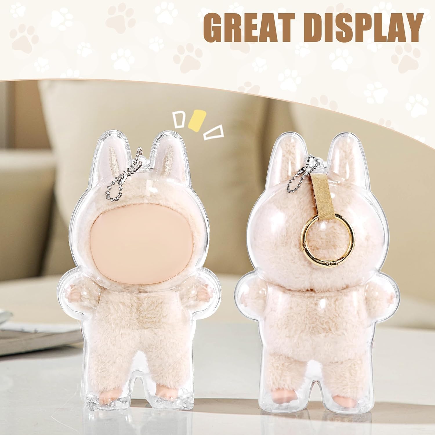 Protective Clear Case Compatible with Labubu Standing Figure (Macaron to 3.0) - Collector Storage Box with Lanyard,Dustproof Scratch-Resistant for Standing Series (Figure Not Included)