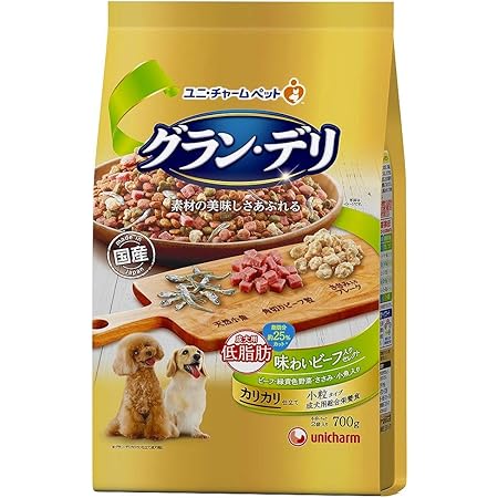 Amazon ユニチャーム グランデリ カリカリ仕立て 成犬用 味わいチーズ入り セレクト 粒 ビーフ 緑黄色野菜 ささみ 小魚入り 700g 9個入 ユニ チャーム ウェット 通販