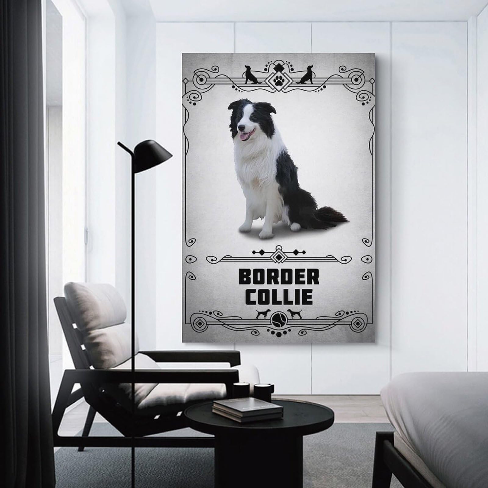 Junmoney Canvas Wall Art Border Collie, 20x30inch(50x75cm), for Living Room, Lounge Or Sitting Room, Canvas Styling for A Polished Room Look
