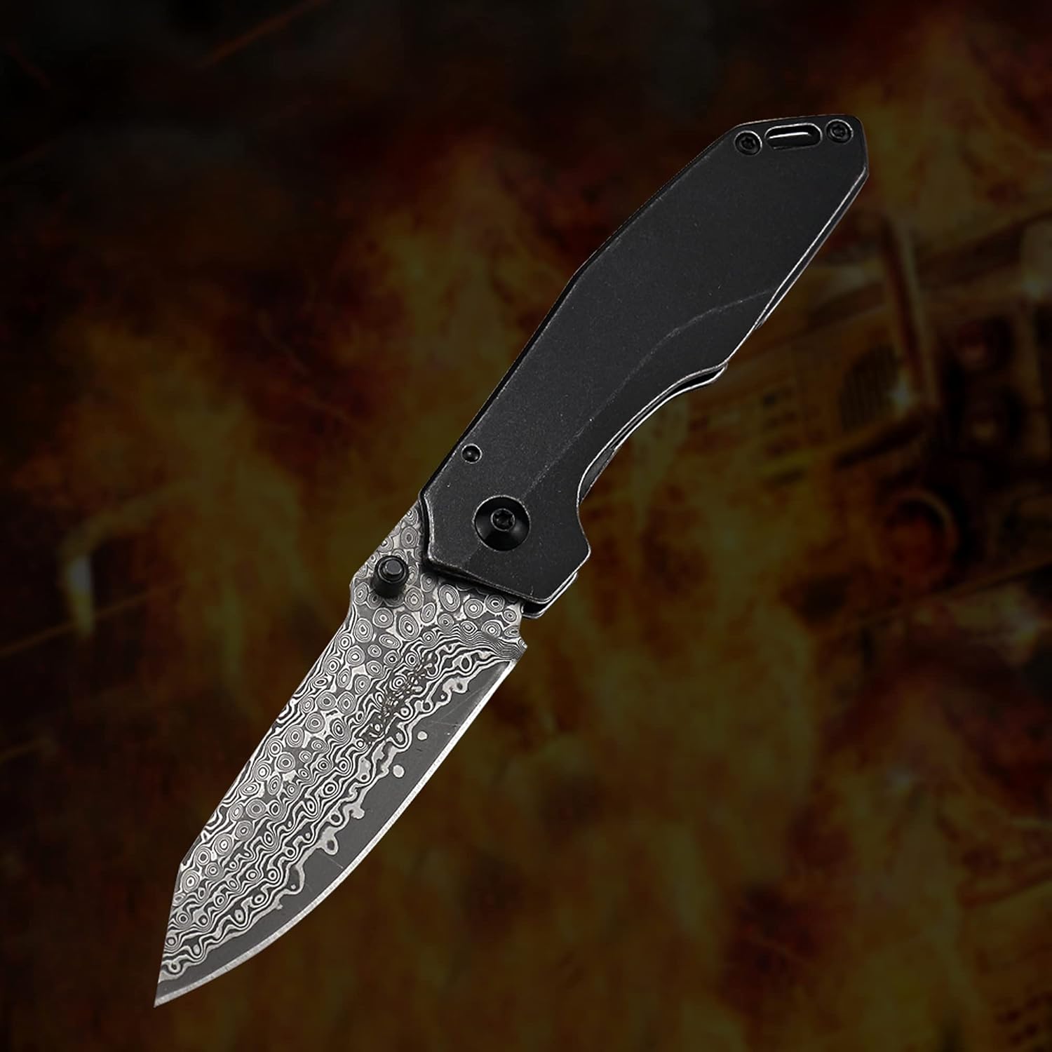 Father‘s Day Mother‘s Day & Birthday Gift for Him Her: ALBATROSS 7" EDC Pocket Knife - VG10 Damascus Steel Blade, Liner Lock, Retro Blackwash Handle, Belt Clip & Gift Box | Folding Design for Everyday Carry