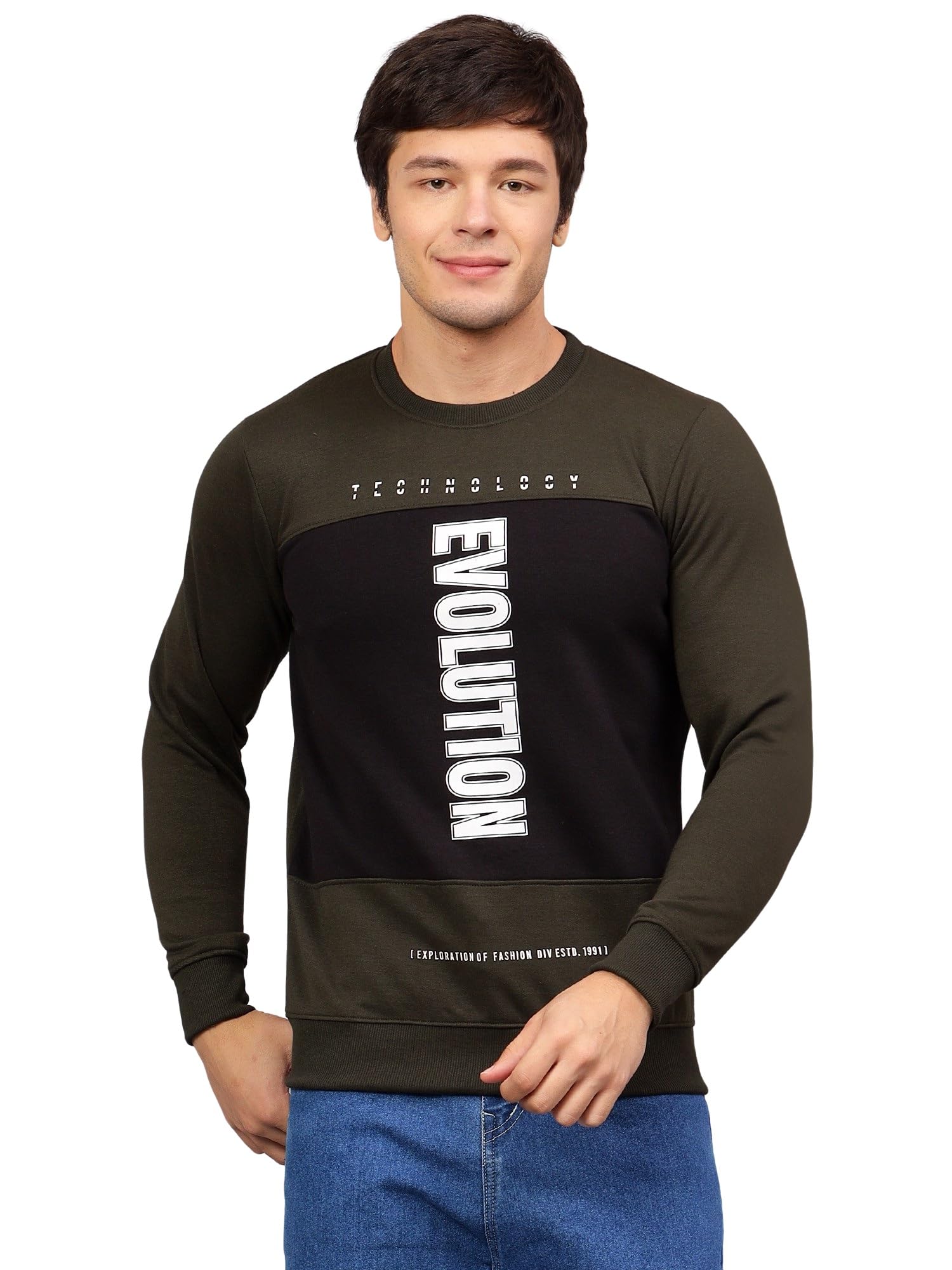 ben martin Men's Round Neck Regular Fit Full Sleeve Printed Contrast Cotton Polyester Sweatshirt-picture-31
