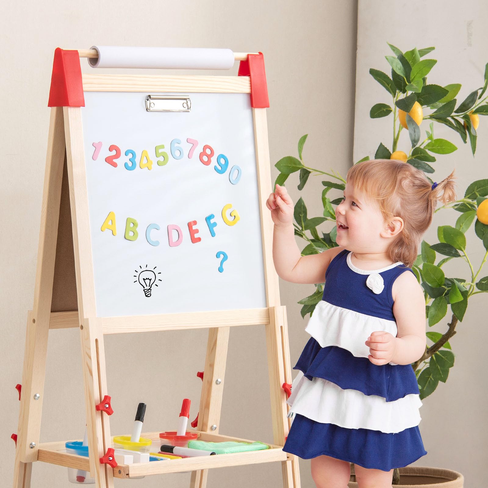 HOMASIS Chevalet Enfant Double Face, Réglable en Hauteur