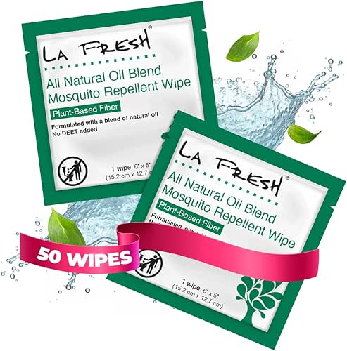 LA Fresh DEET Free Natural Mosquito Repellent Wipes - Long