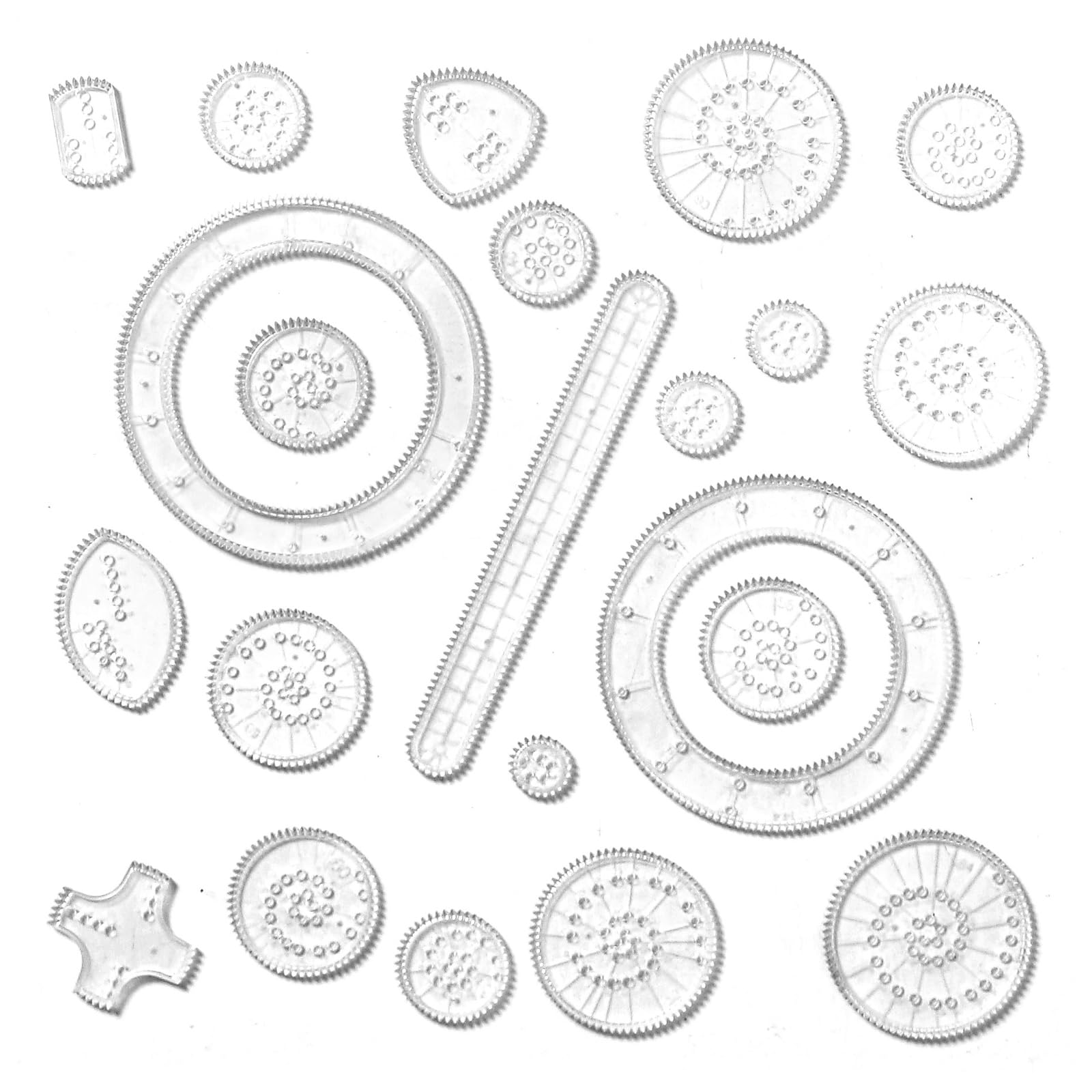 22Pcs Drawing Art Toy, Geometric Spiral Stationery, Tools Doodle Ruler, Flowering Curve Scale Board Universal Ruler Painting Set, Creative Doodle Pattern Drawing Board Set