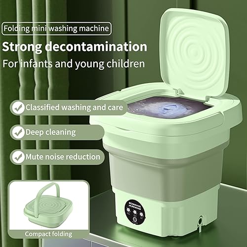 Miniatura 2 de Lavadora portátil de gran capacidad de 8 litros, mini lavadora plegable con 3 modos de limpieza profunda para ropa, ropa interior, ropa de bebé,