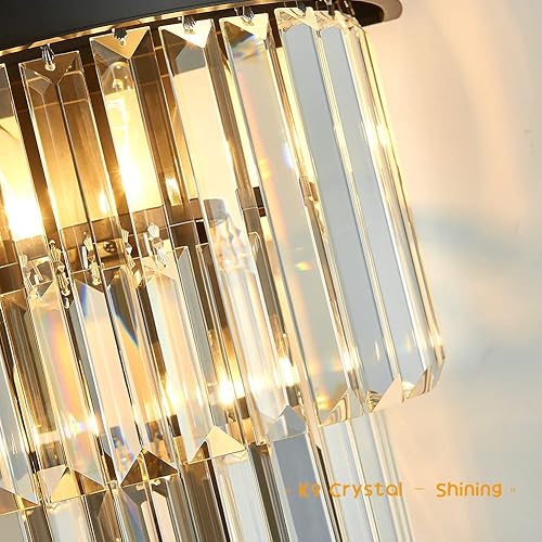 Miniatura 5 de Modernas luces de pared de cristal negro, W11.5 H15.8, 3 luces, apliques de iluminación, lámparas de pared para sala de estar, dormitorio