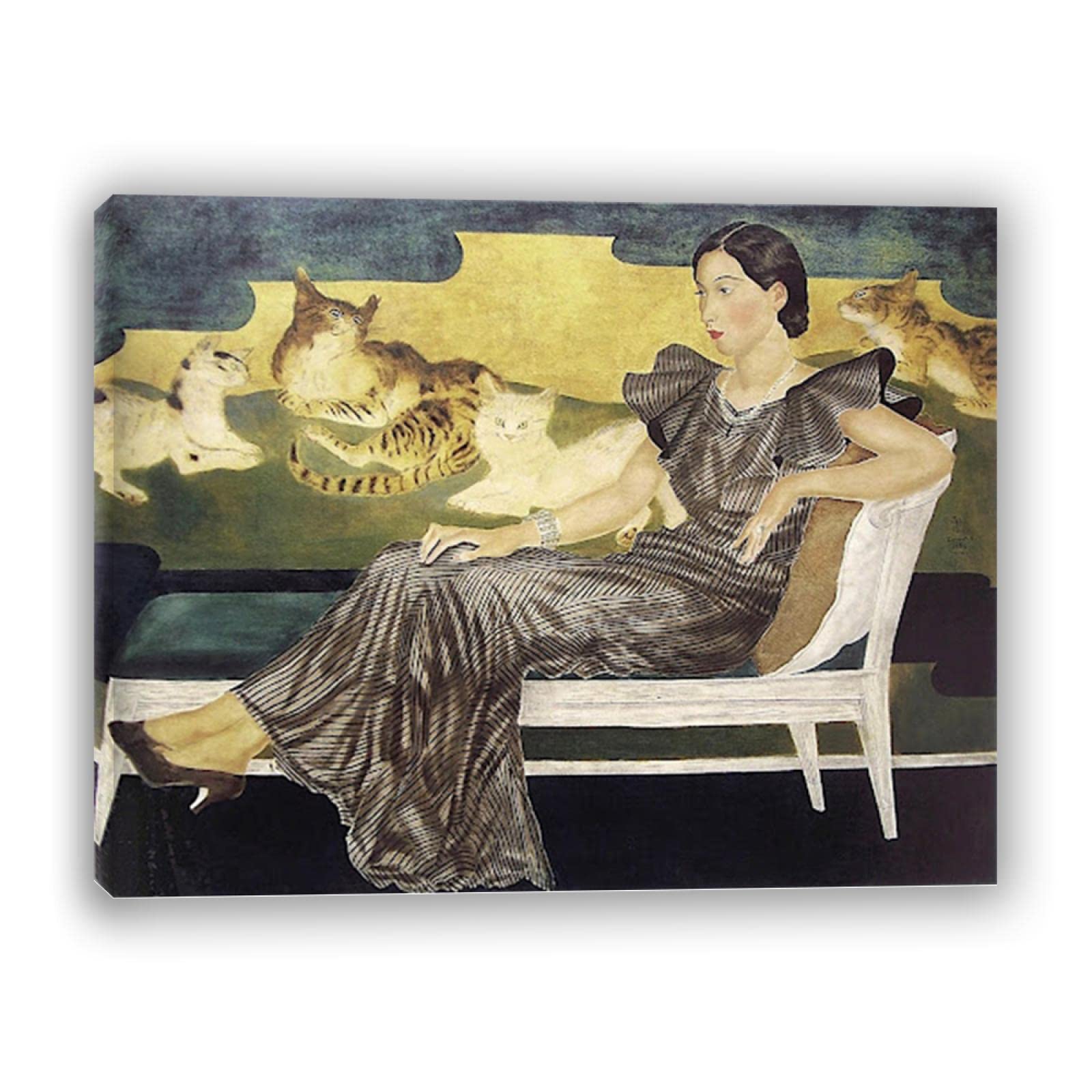 Amazon.co.jp: 藤田嗣治の名画キャンバスプリント。キャンバス