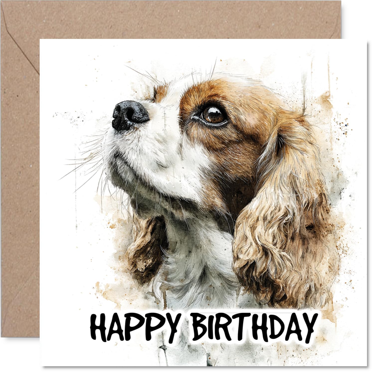 Cavalier King Charles Spaniel Birthday Card for Men Women - Dog Breeds - Happy Birthday Card for Grandma Cousin Husband Nanny, 145mm Bday Greeting Cards