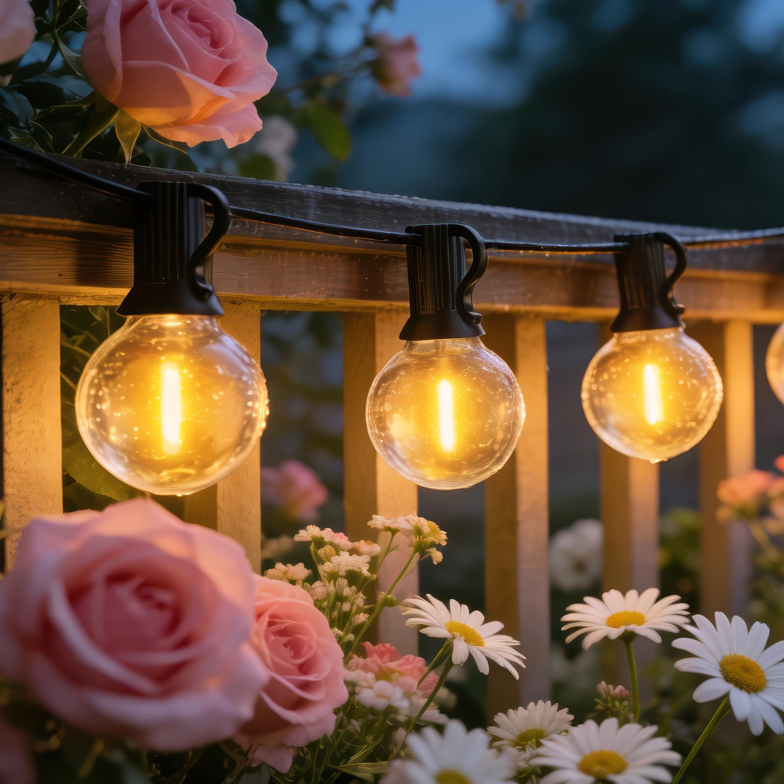 Catena Luminosa Esterno 30 Metri, Dimmerabile Catena di Luci per Esterno con Telecomando, LED Lucette da Esterno con 50+2 G40 Lampadine per Giardino, Gazebo, Terrazze, Campeggio, Balcone, Giardini