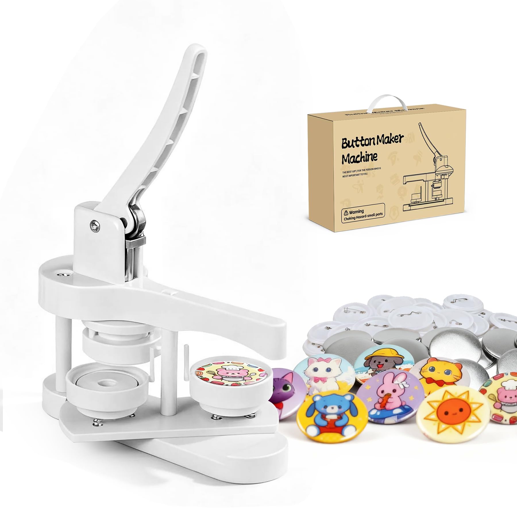 Photo 1 of Button Maker Machine 58mm, Easy DIY Pin Maker Machine, No Setup Button Maker for 3mm Macrame Cord, 3mm x 220 Yards Cotton Macrame Cord Kit