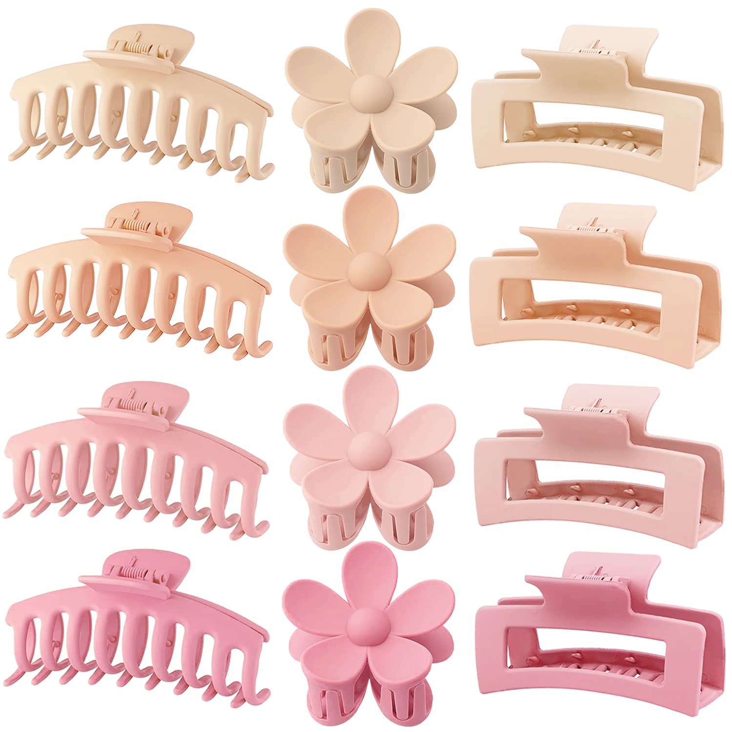 Large Hair Claw Clips 12 Pack Flower Hair Clips for Thin 