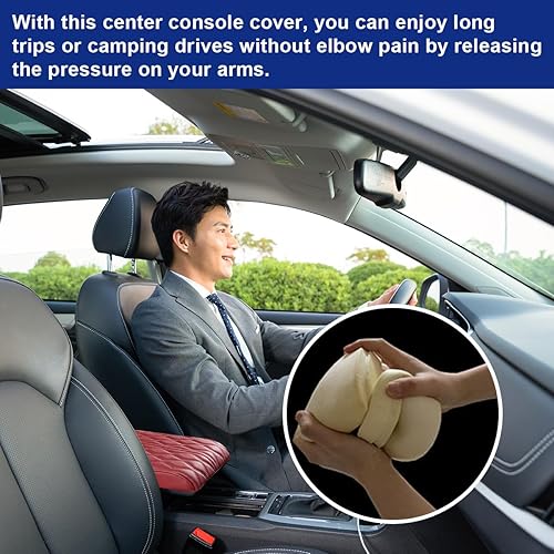 Miniatura 6 de Ziciner Funda para consola central de automóvil, almohadilla de protección de cojín de espuma viscoelástica de cuero, almohada impermeable para