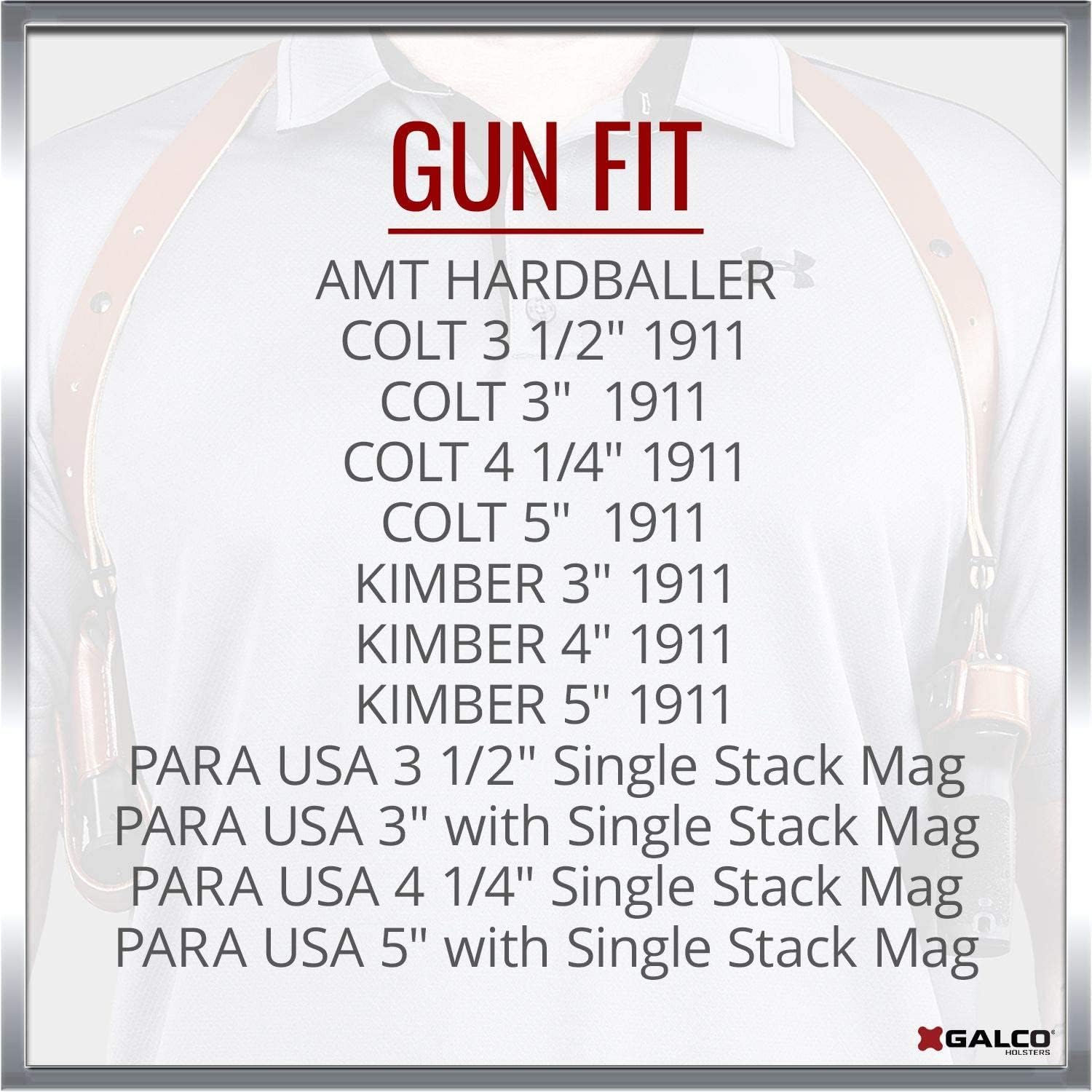 Galco Miami Classic Shoulder System for 1911 5-Inch Colt, Kimber, para, Springfield