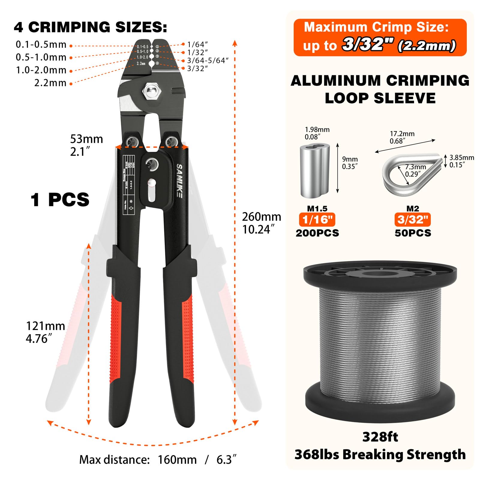 Multi Rope Crimp Snapklik.com : Sanuke Wire Rope Crimp Kit