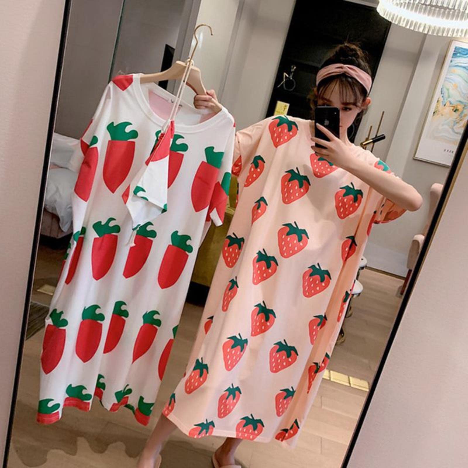 Camicia da Notte Oversized Summer Skin Skin Femmina Pigiama dei Cartoni Animati Casual A Maniche Corte Pigiama Sottile Pigiama Plus Size Nightdress