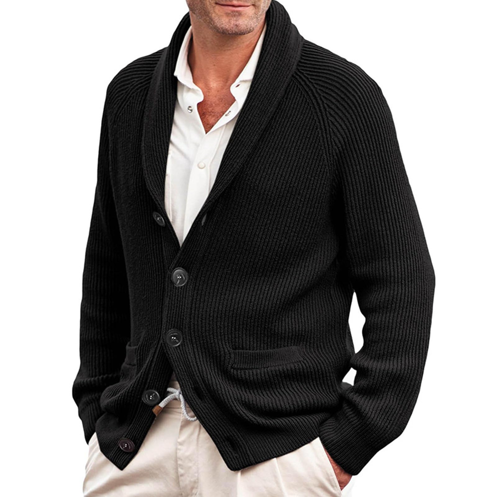 Generic 2024 Jerséis para Hombre - elegante liso jersey ajustado Manga Larga Suéter Suave Básico Cálido Jerséis Cálidos suéter de punto casual a juego